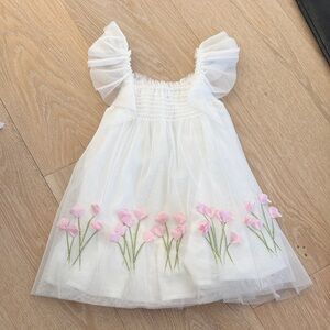 Beautiful White and Pink Floral Dress 2T